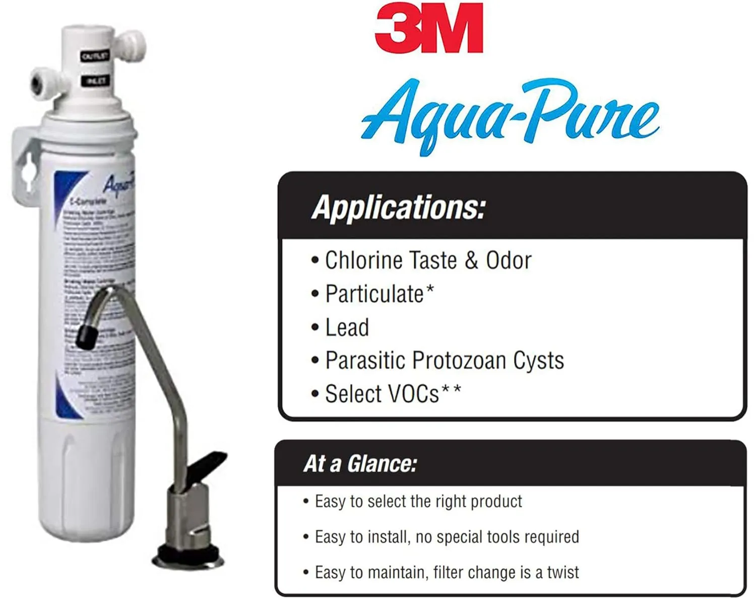 3M Aqua-Pure AP Easy C-Complete Under Sink Dedicated Faucet Replacement Water Filter Cartridge. Each