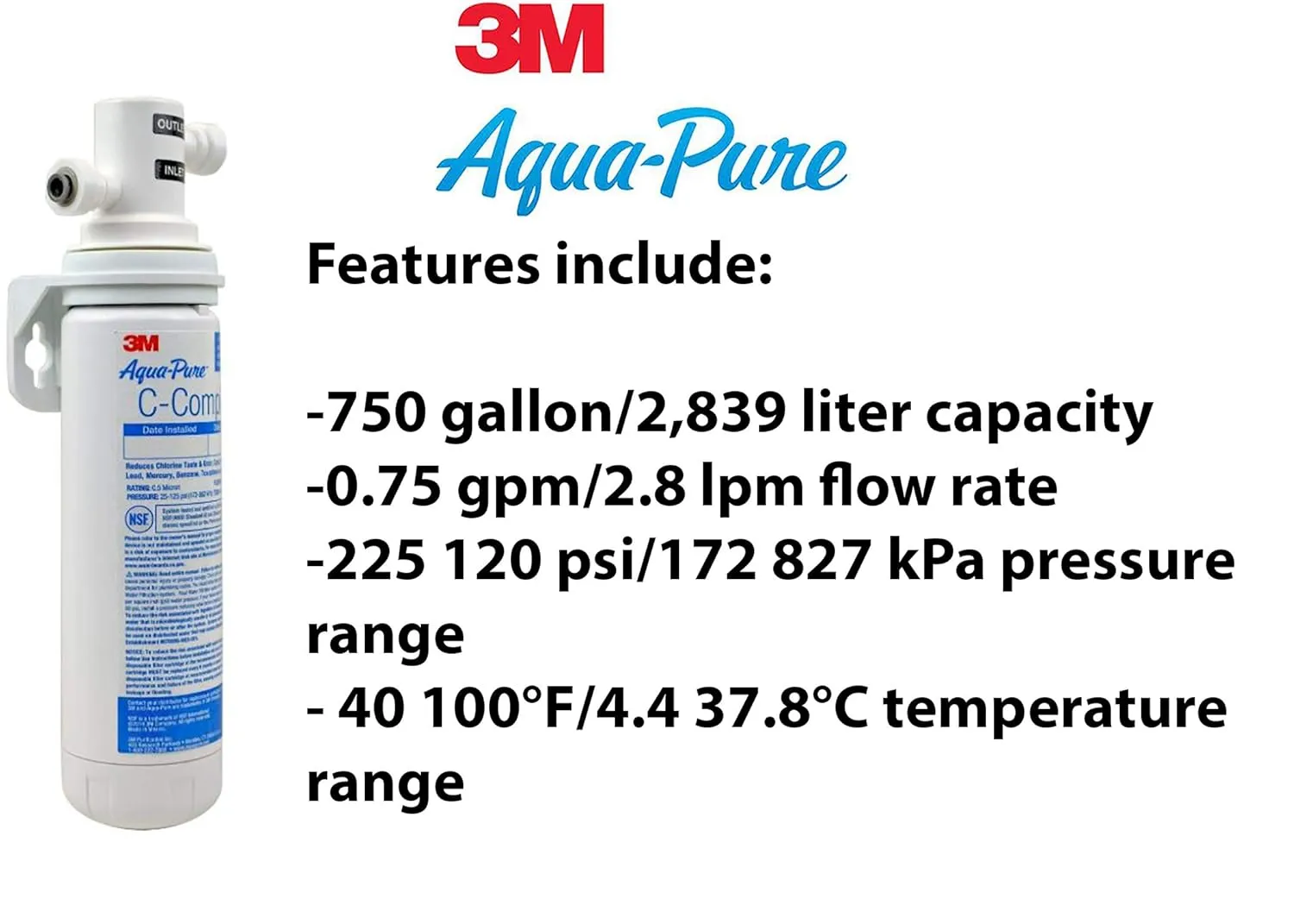 3M Aqua-Pure AP Easy C-Complete Under Sink Dedicated Faucet Replacement Water Filter Cartridge. Each