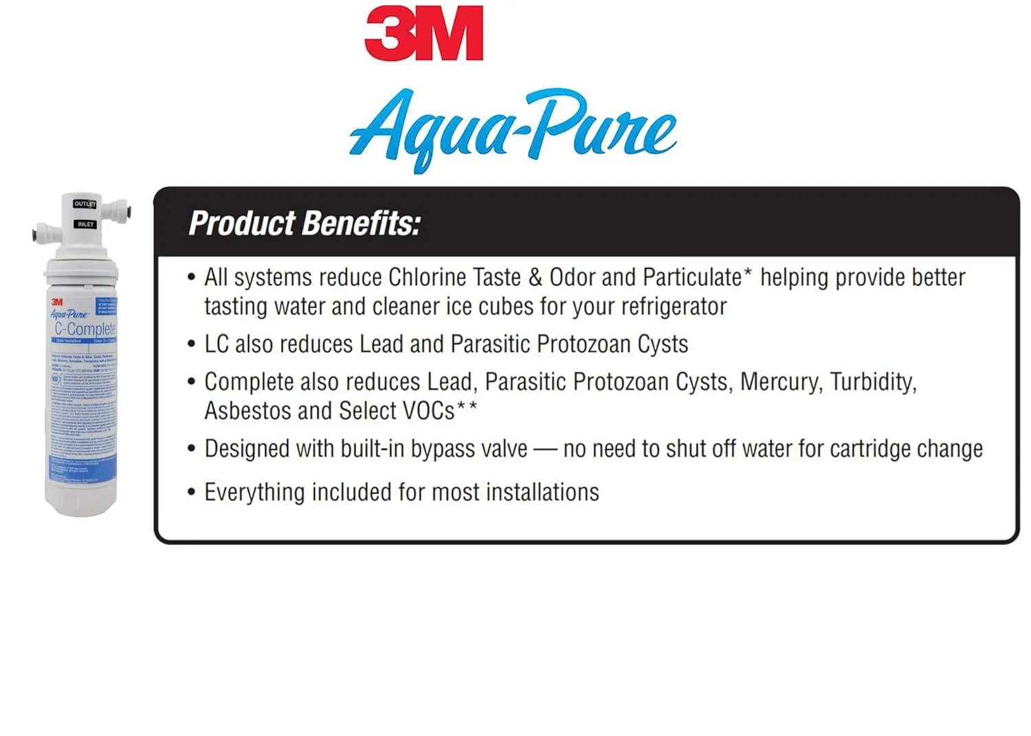 3M Aqua-Pure AP Easy C-Complete Under Sink Dedicated Faucet Replacement Water Filter Cartridge. Each