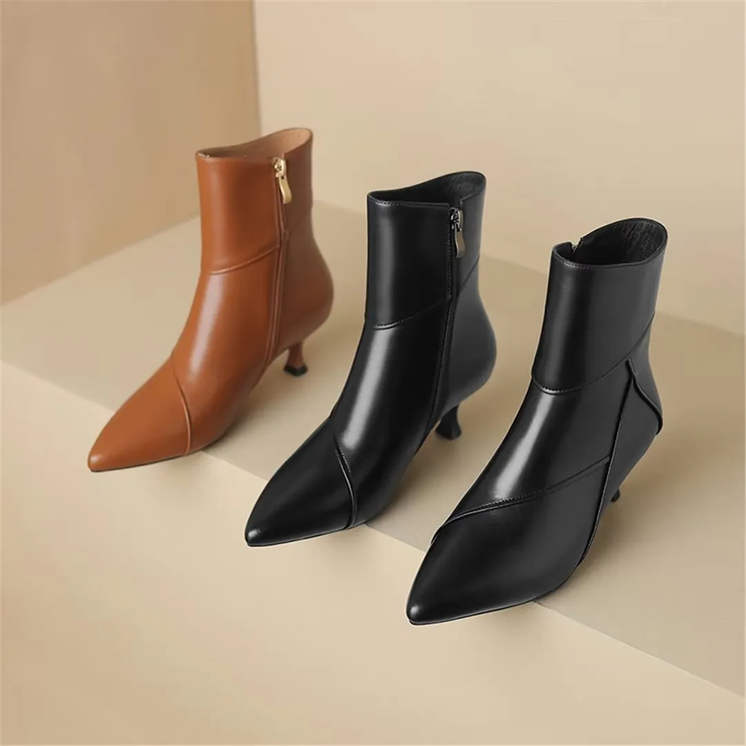 ChicLeather Elegance Pointed Toe Winter Boots