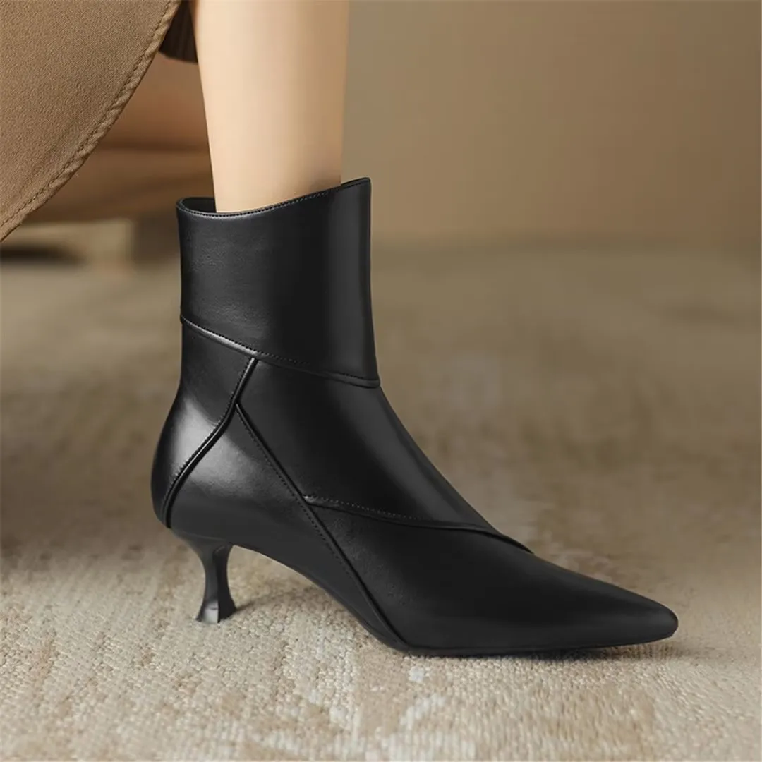 ChicLeather Elegance Pointed Toe Winter Boots