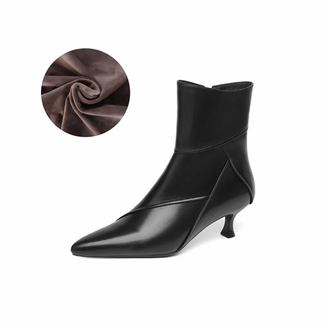 ChicLeather Elegance Pointed Toe Winter Boots