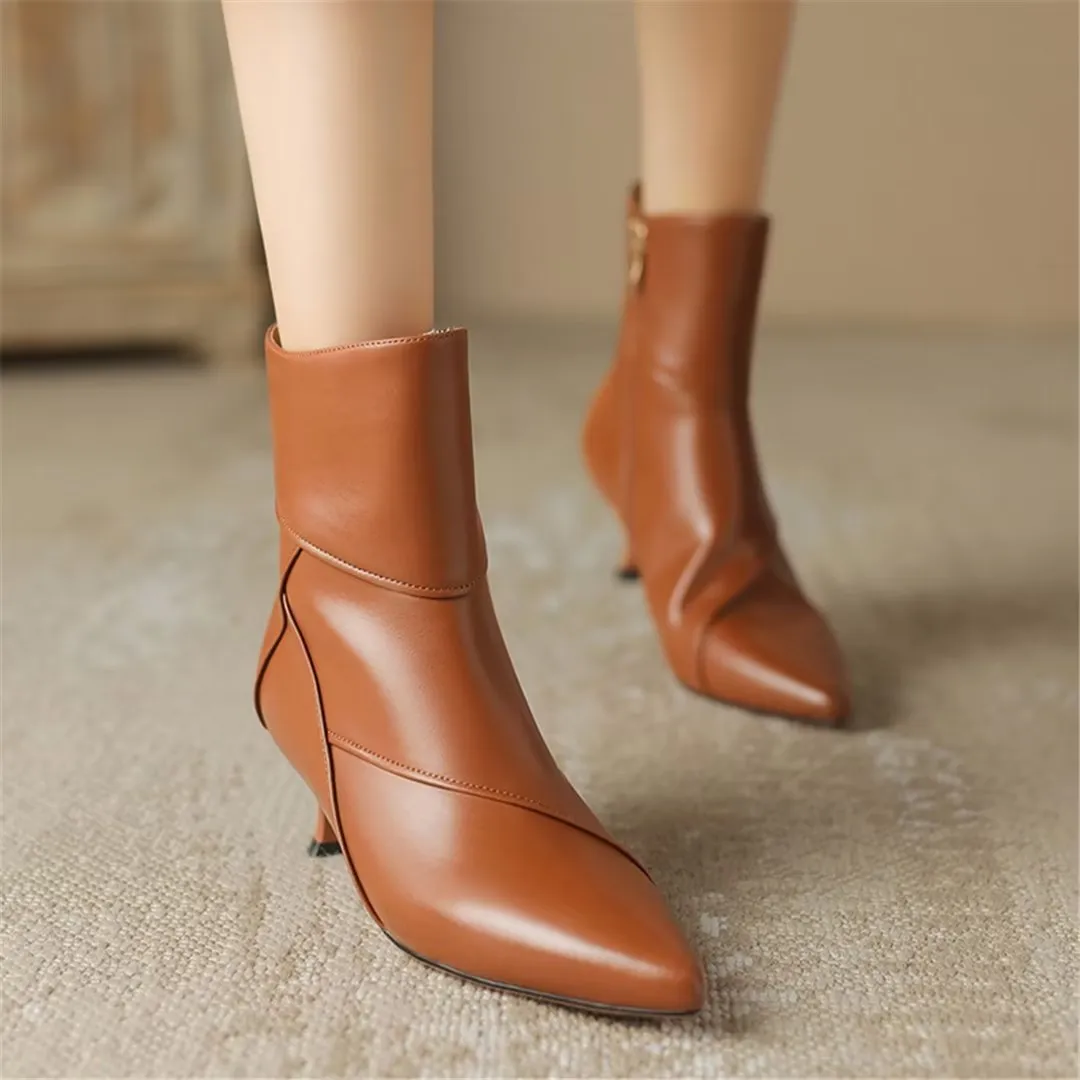 ChicLeather Elegance Pointed Toe Winter Boots