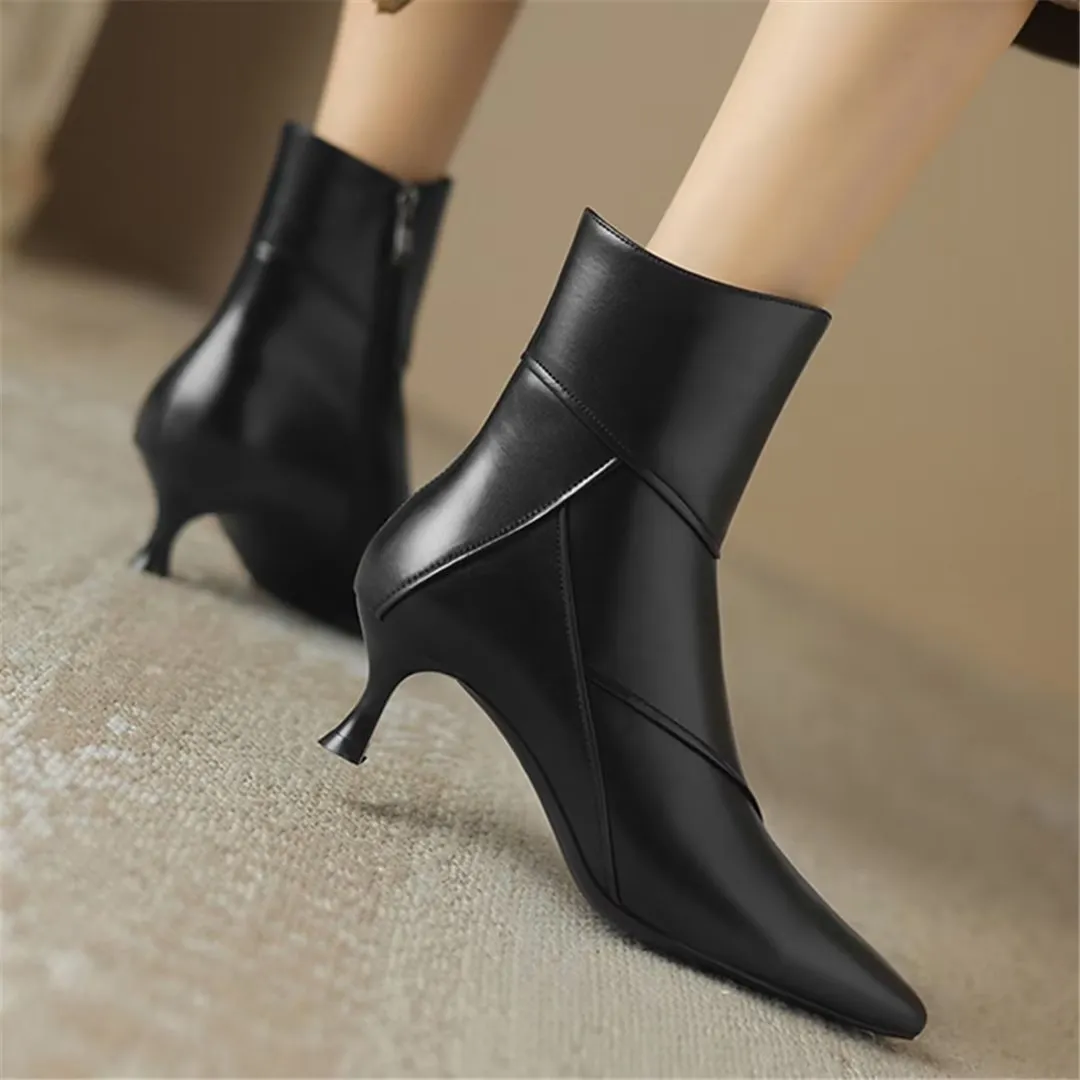 ChicLeather Elegance Pointed Toe Winter Boots