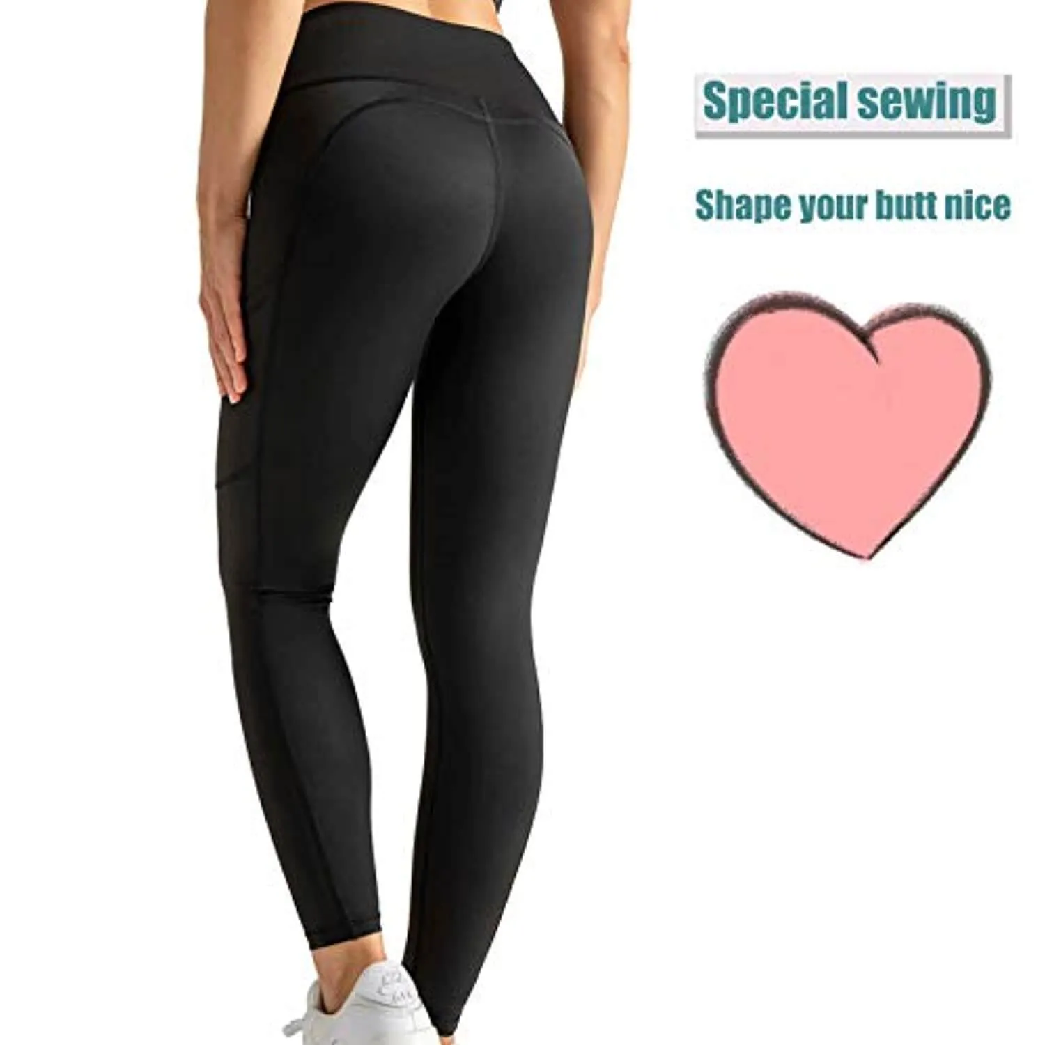 CJOY Women Yoga Leggings with Pockets High Waist Workout Leggings Tummy Control Stretch Leggings Yoga Pants