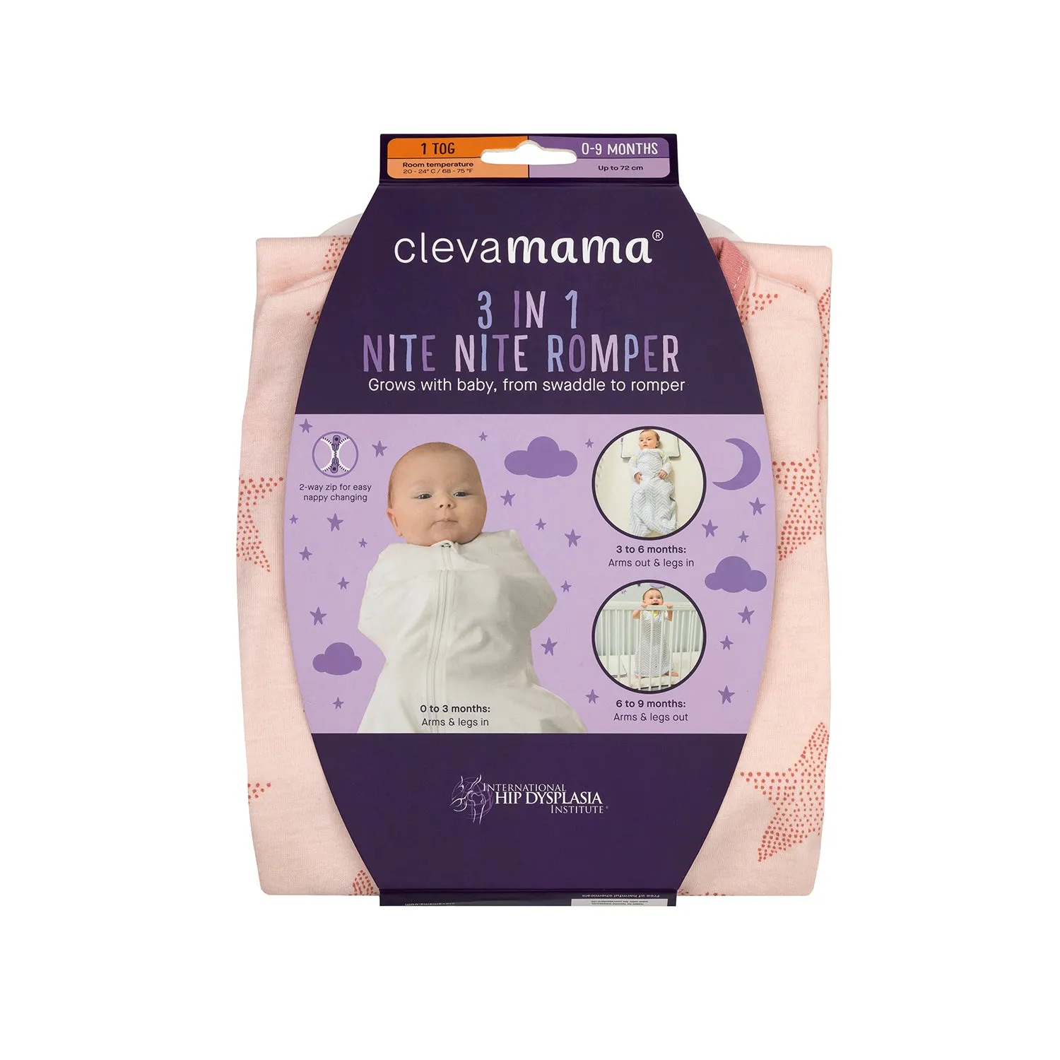 Clevamama 3-in-1 Nite Romper & Sleep Bag 1 Tog