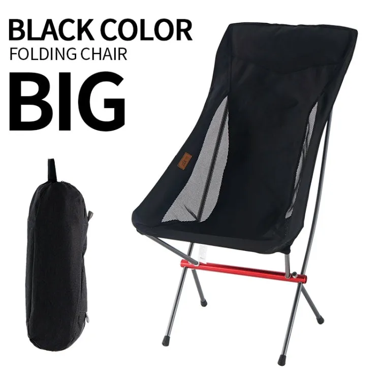 CLS Outdoor Folding Chair Heightening Portable Camping Fishing Chair(Black)