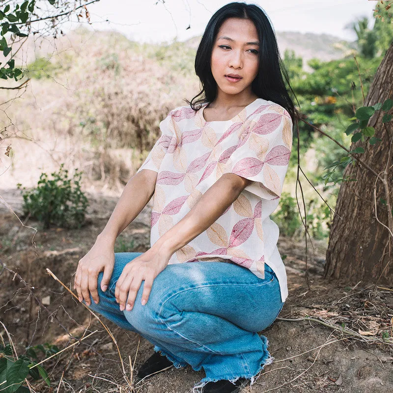 Cotton Embroidered Top for Women | White | Kantha Stitch