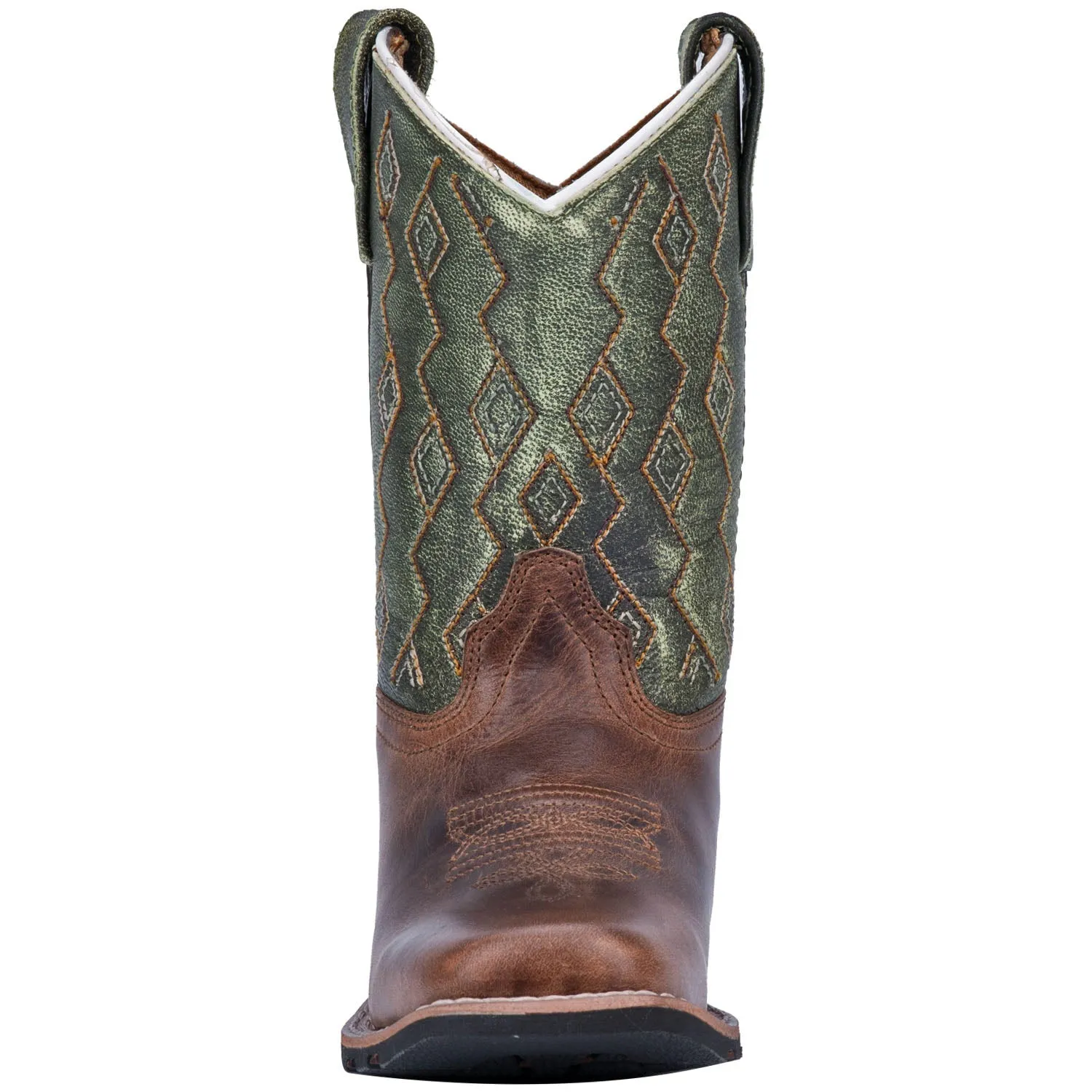 Dan Post Youth Boys Teddy Cowboy Boots Leather Rust/Green