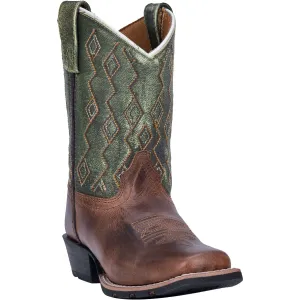 Dan Post Youth Boys Teddy Cowboy Boots Leather Rust/Green