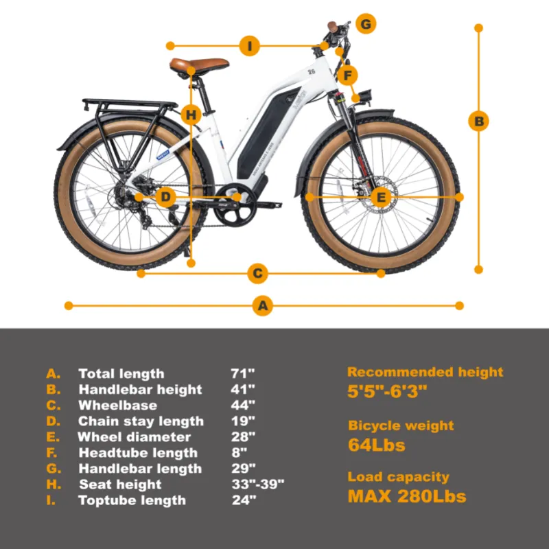 DWMeigi Artemis Fat Tire Electric Bike, 48V/16Ah, 750W