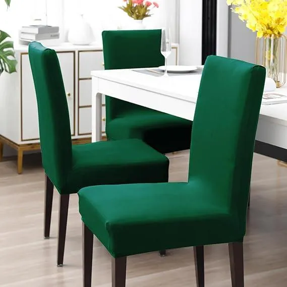 Elastic Stretchable Water Resistant Dining Chair Cover, Hunter Green