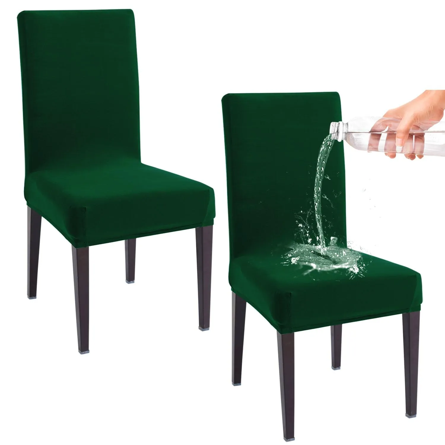 Elastic Stretchable Water Resistant Dining Chair Cover, Hunter Green