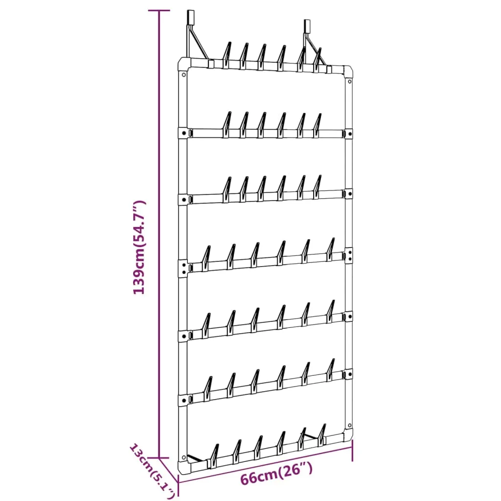 Hanging Shoe Rack Silver 66x13x139 cm