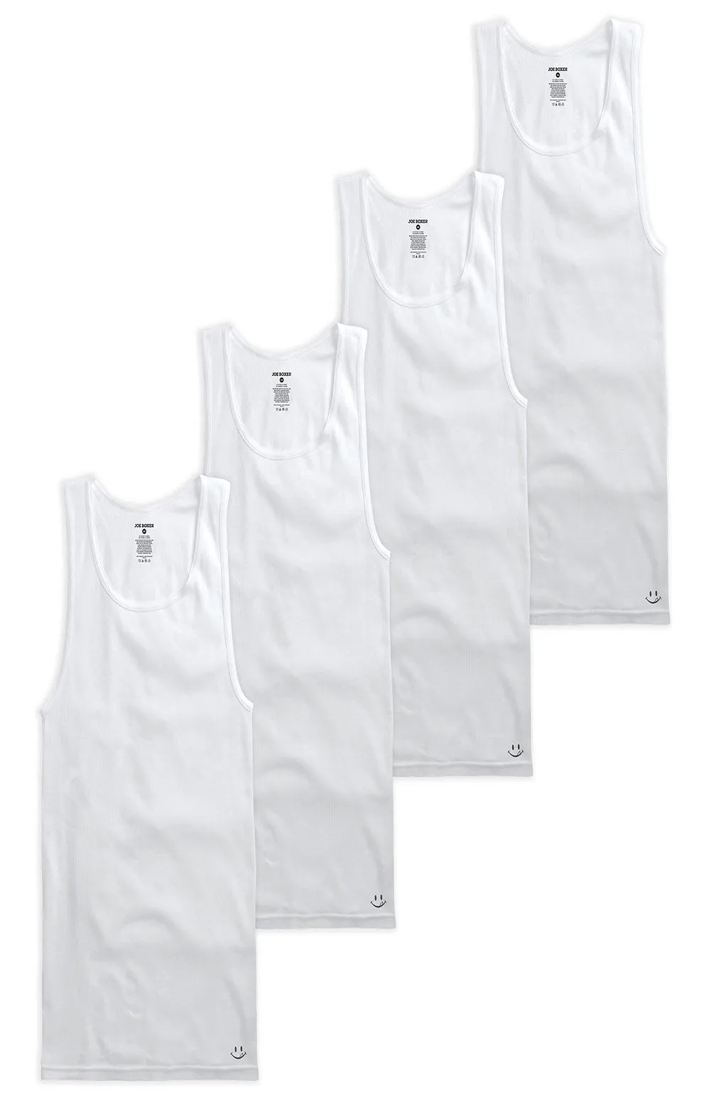 Joe Boxer White Cotton Rib 4 Pack Tank Tops