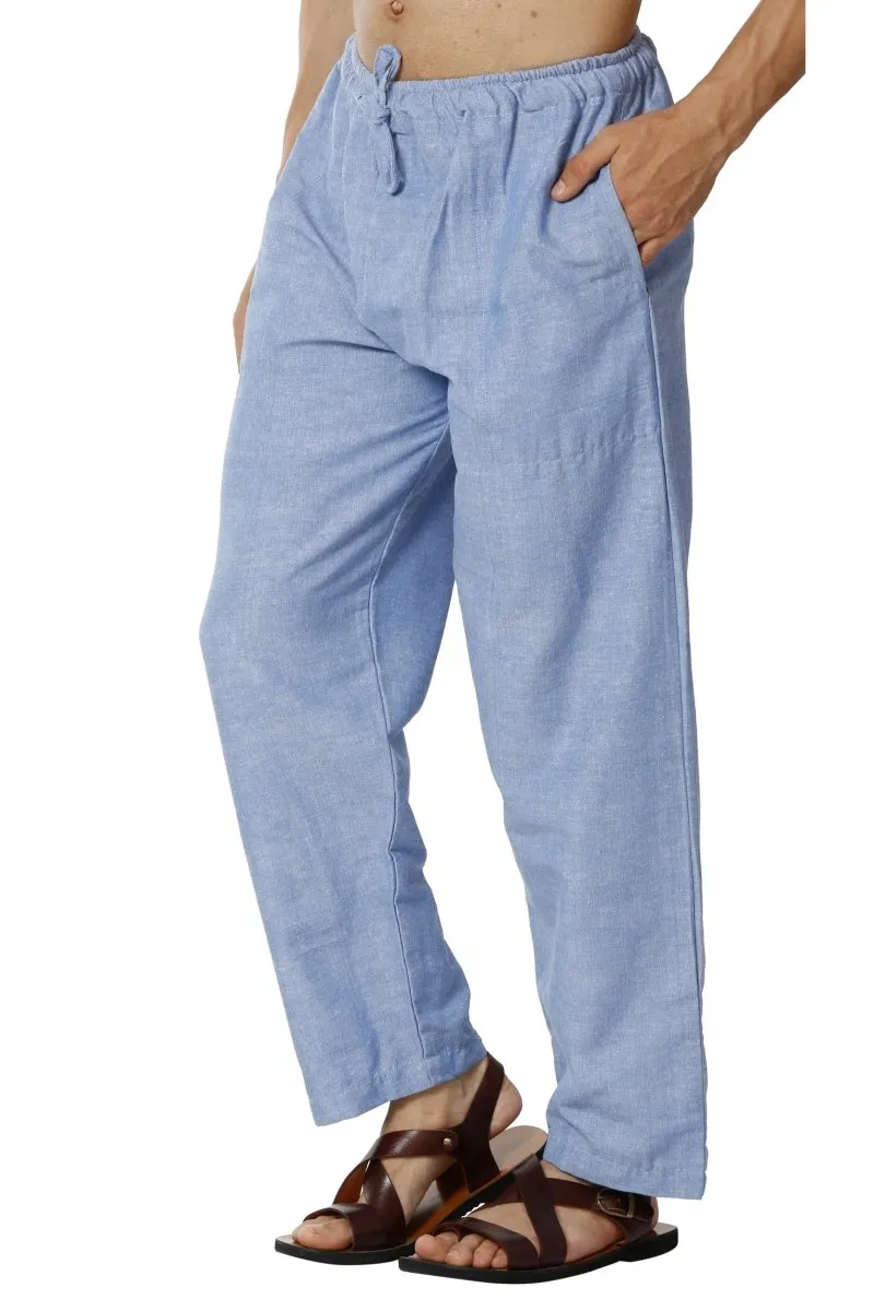 Men's Pyjama Pack of 2 | Blue and Melange Grey | Fits Waist Sizes 28" to 36"