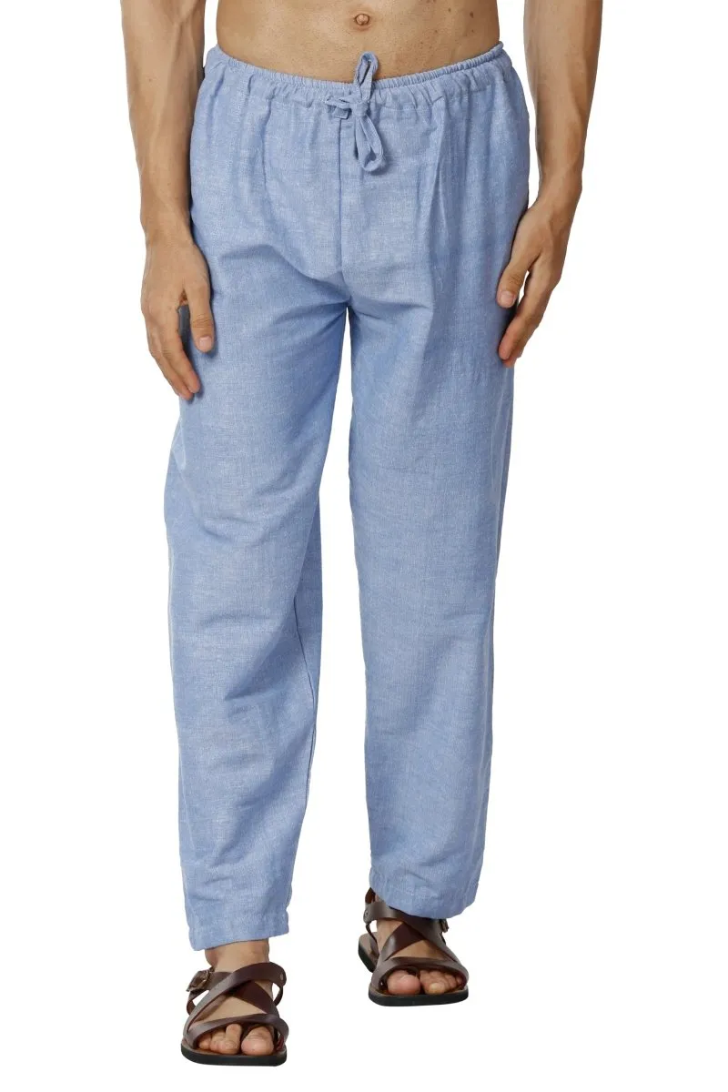 Men's Pyjama Pack of 2 | Blue and Melange Grey | Fits Waist Sizes 28" to 36"