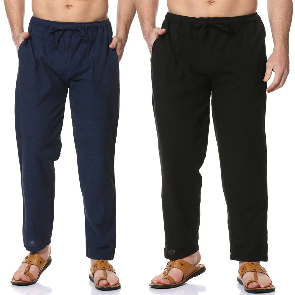 Men's Pyjama Pack of 2 | Dark Blue & Black | Fits Waist Sizes 28" to 36"