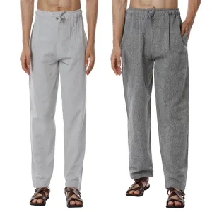 Men's Pyjama Pack of 2 | Grey & Melange Grey | Fits Waist Sizes 28" to 36"