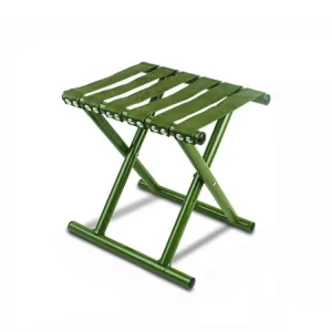 Metal Tube Outdoor Folding Chair Fishing Stool Camping Portable Stool Large (31.5cm)  Army Green Tube