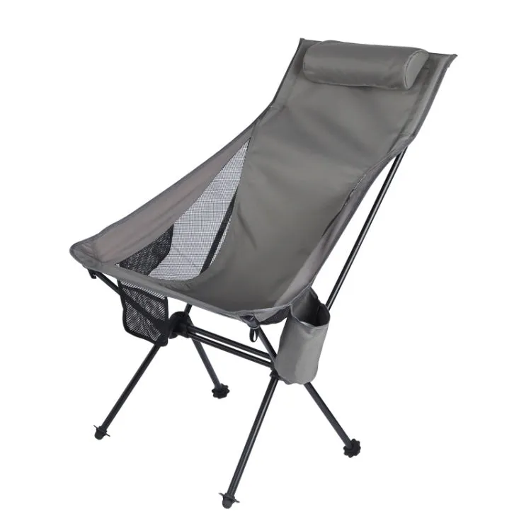 Outdoor Camping Aluminum Alloy Portable Folding Beach Chair, Colour: With Pocket (Dark Gray)