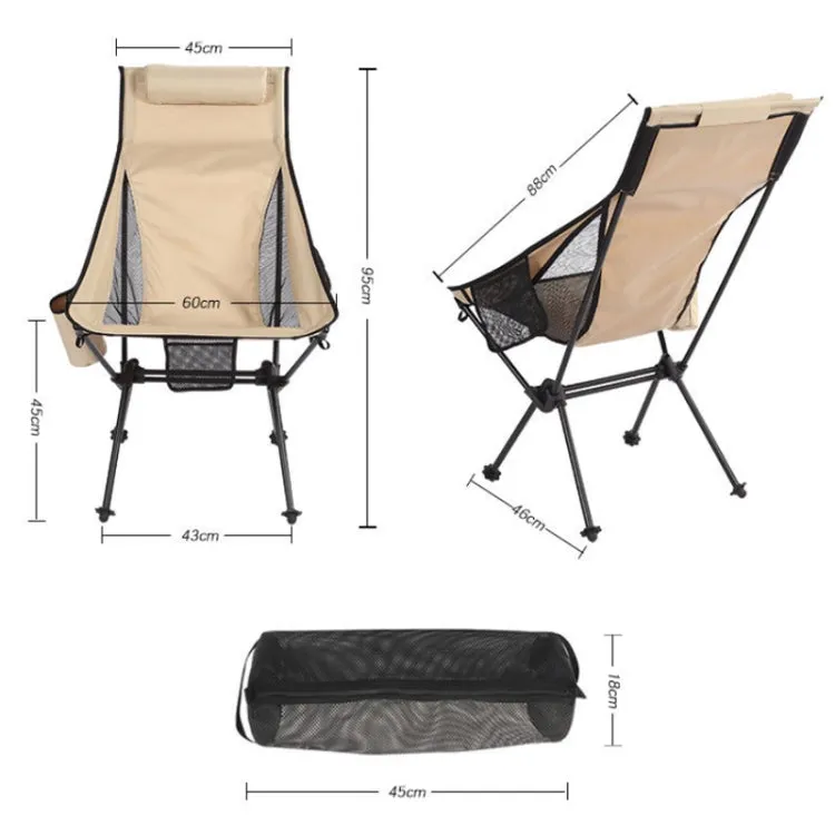 Outdoor Camping Aluminum Alloy Portable Folding Beach Chair, Colour: With Pocket (Dark Gray)