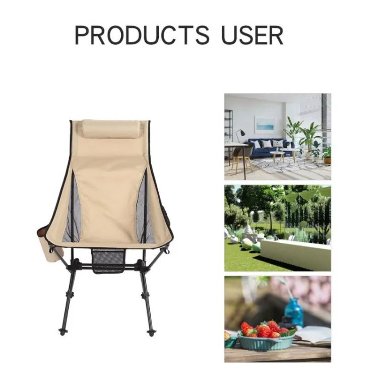 Outdoor Camping Aluminum Alloy Portable Folding Beach Chair, Colour: With Pocket (Dark Gray)