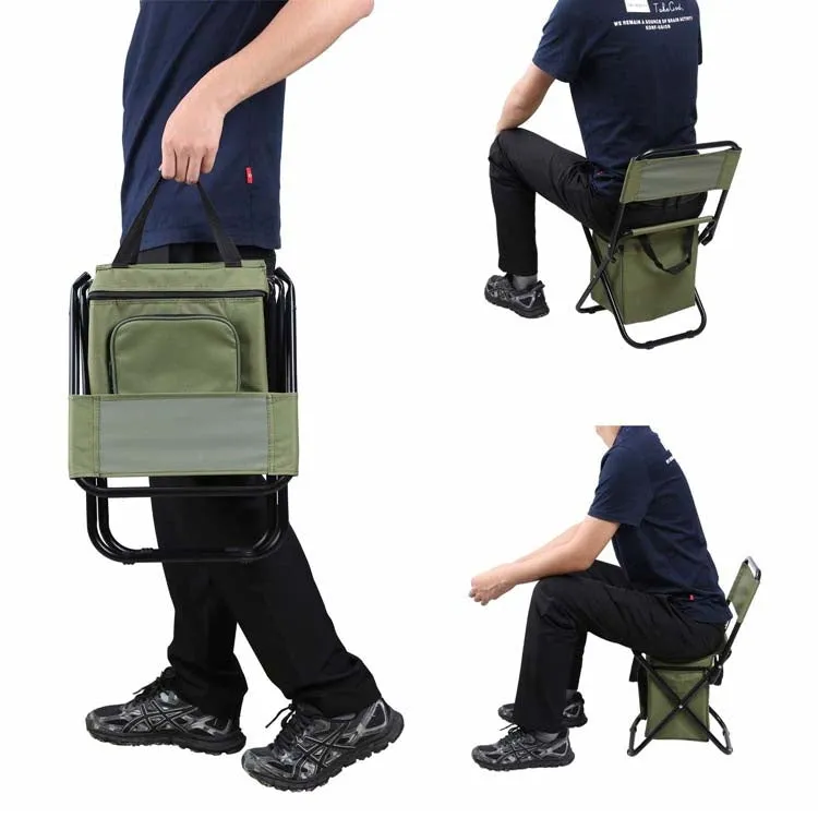 Outdoor Folding Chair with Storage Bag & Backrest & Heat Preservation Function