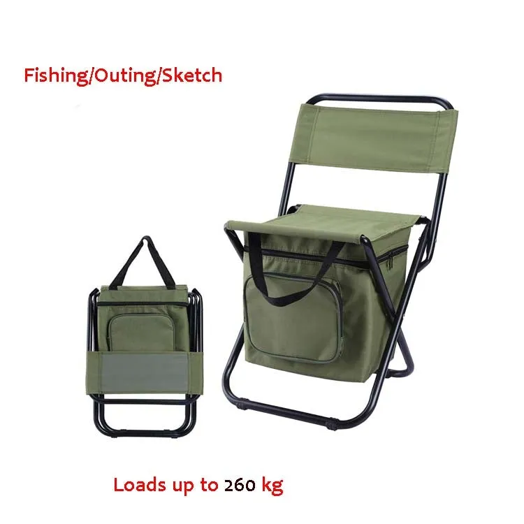 Outdoor Folding Chair with Storage Bag & Backrest & Heat Preservation Function