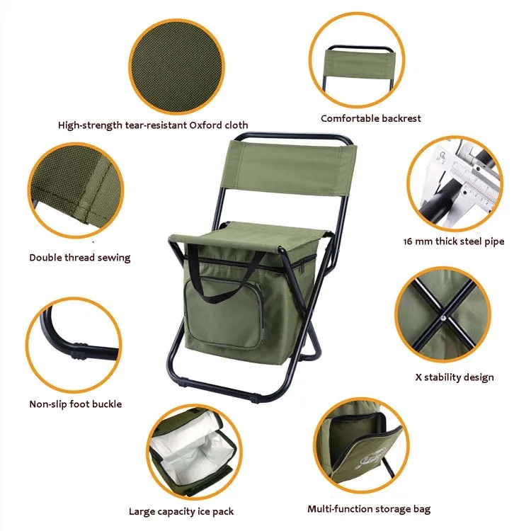 Outdoor Folding Chair with Storage Bag & Backrest & Heat Preservation Function