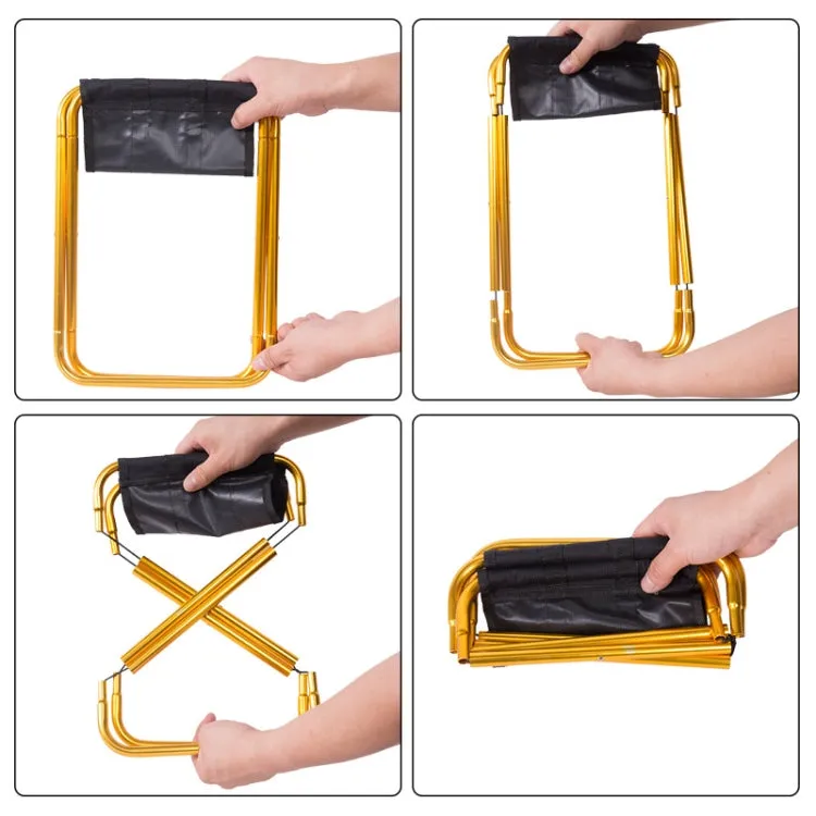 Outdoor Portable Camping Folding Chair 7075 Aluminum Alloy Fishing Barbecue Stool, Size: 24.5x22.5x27cm(Gold)