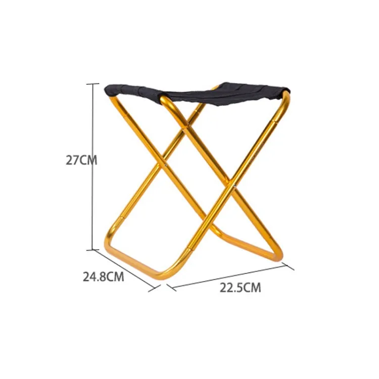 Outdoor Portable Camping Folding Chair 7075 Aluminum Alloy Fishing Barbecue Stool, Size: 24.5x22.5x27cm(Gold)