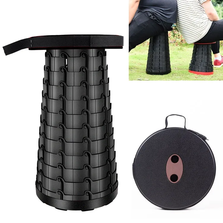 Outdoor Portable Folding Telescopic Plastic Stool Camping Fishing Garden Stool(Black)