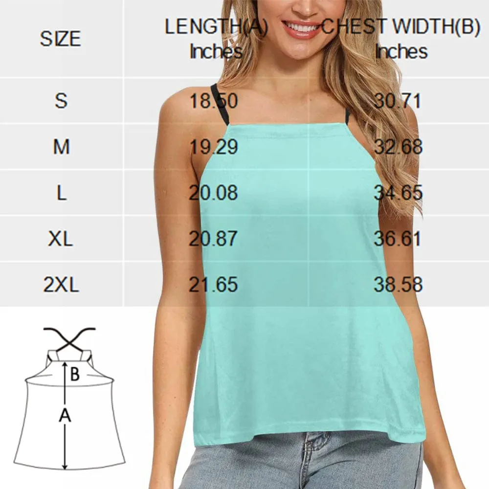 Personalized Photo Love Flag Tops Women's Loose Fit Adjustable Halter Neck Tank Top