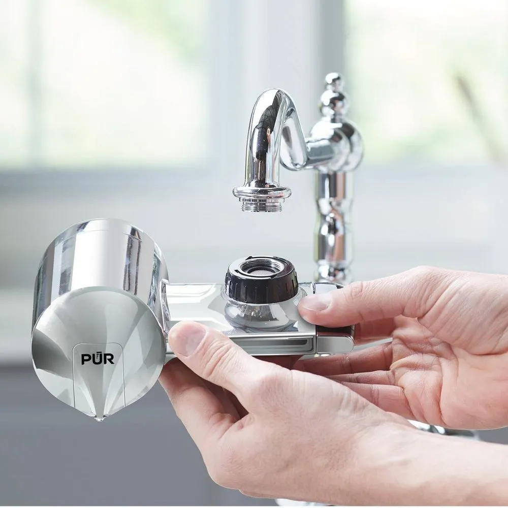 PUR PLUS Horizontal Faucet Mount Water Filtration System - Chrome