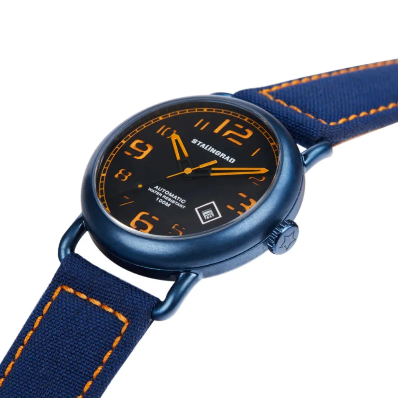 Rodim. Black/Orange Sandwich Dial. Blue Cordura Strap. SG-2800-03