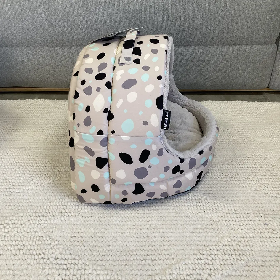 SAMPLE SALE: Leo Spot Taupe Hooded Pet House