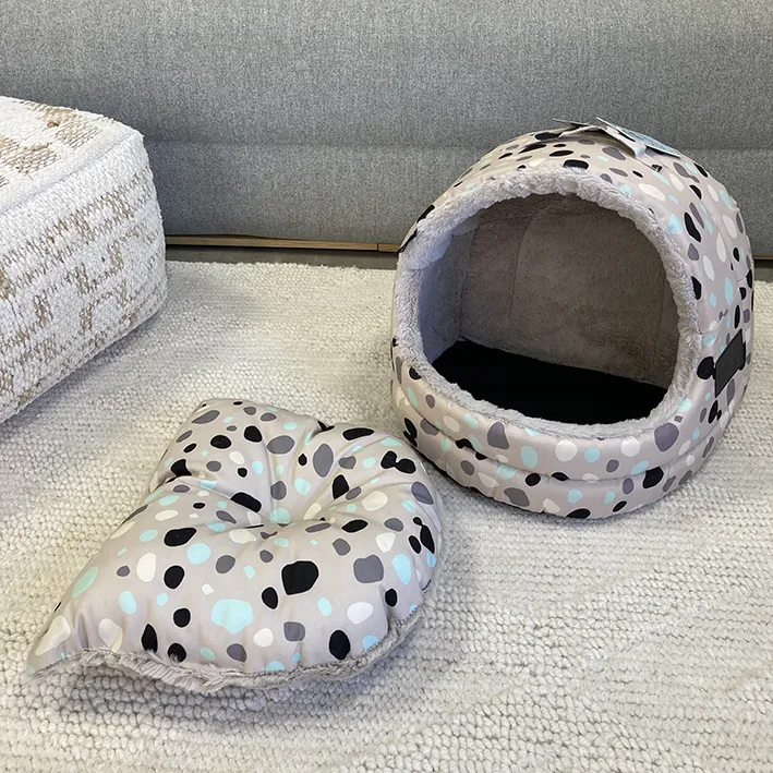 SAMPLE SALE: Leo Spot Taupe Hooded Pet House