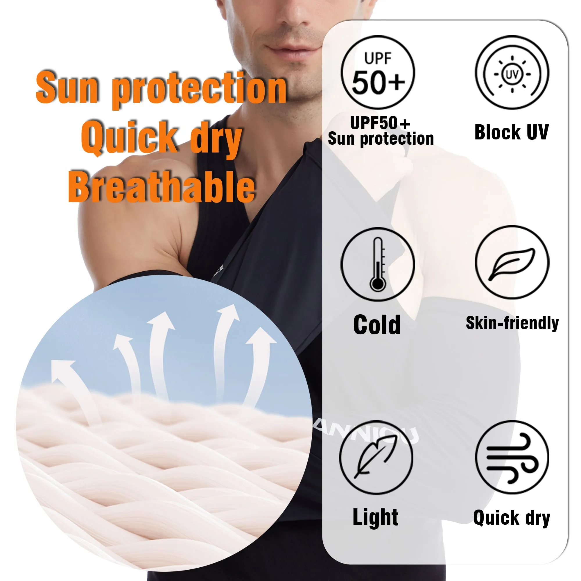 Sidiou Group Anniou UV Protection Cooling Arm Sleeves Loose Trumpet Ice Silk Sleeve Breathable UPF 50  Arm Cuff for Cycling Driving