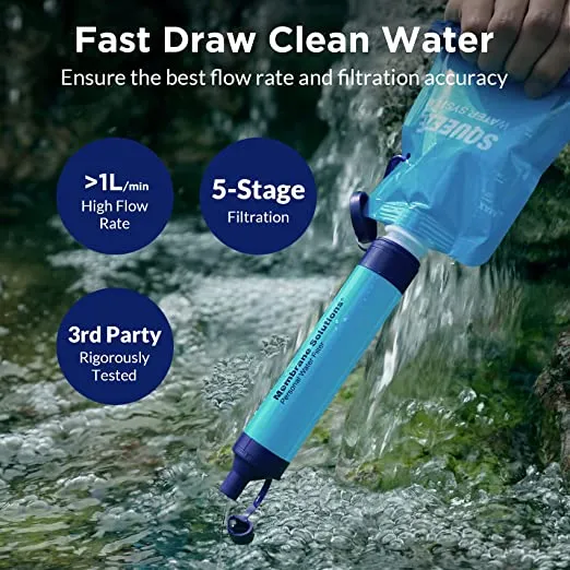 Squeeze Water Filtration Kit For Hiking Camping Travel