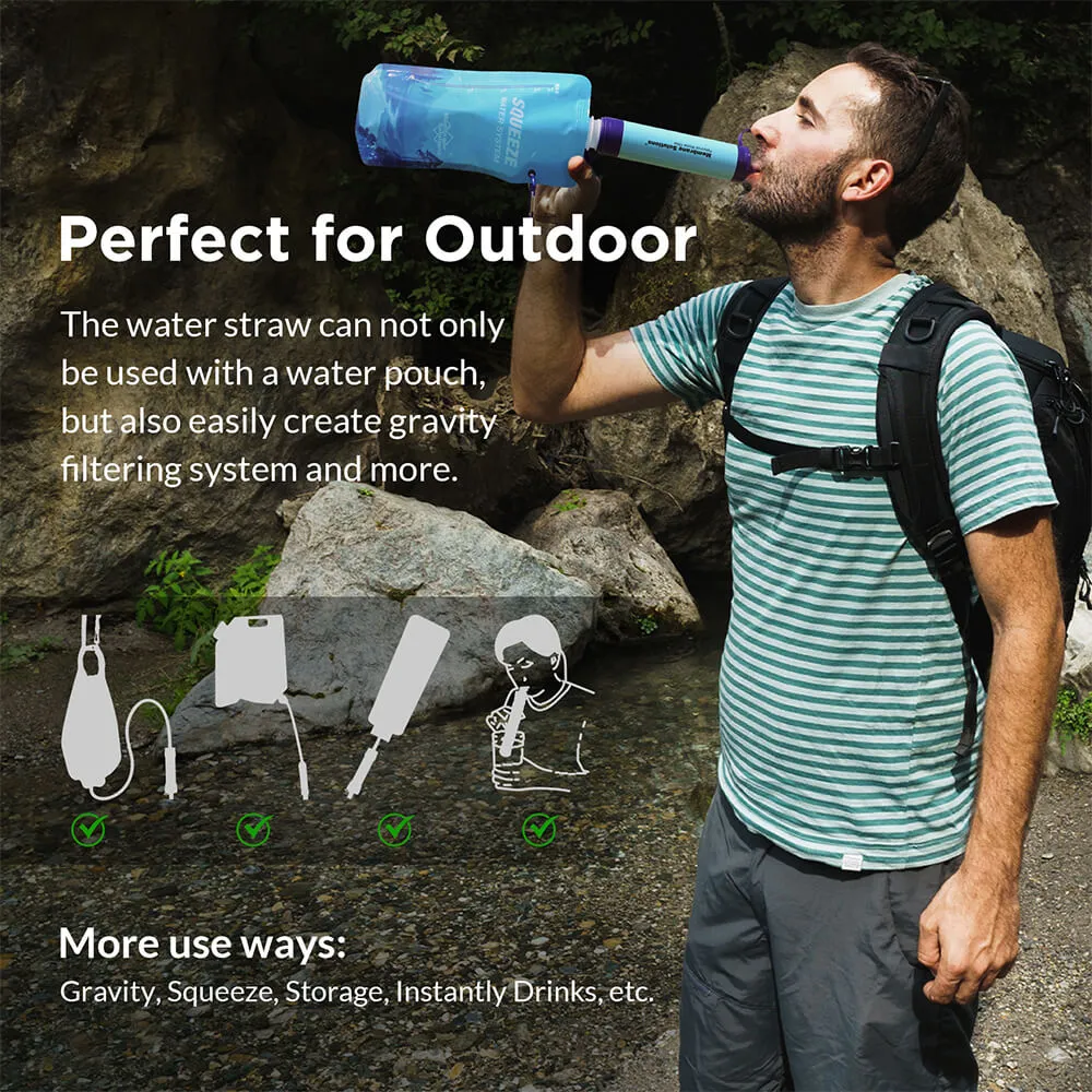 Squeeze Water Filtration Kit For Hiking Camping Travel