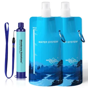 Squeeze Water Filtration Kit For Hiking Camping Travel