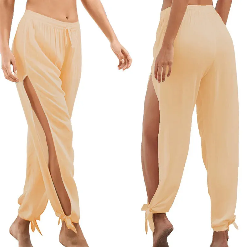 Trendy High Slit Yoga Pants